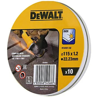 DeWalt Inox 115Mm Thin Cut Metal Cutting Discs 10 Pack