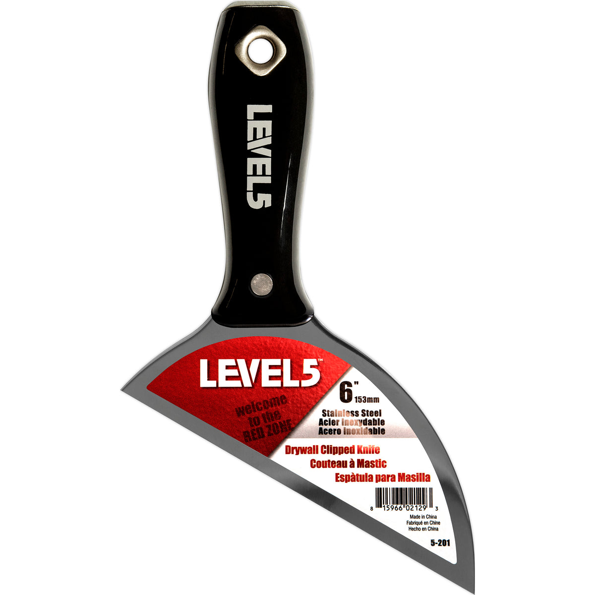 Level 5 Stainless Steel Drywall Clipped Knife