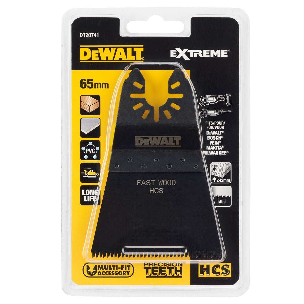 DeWalt 64mm Oscillating HCS Wide Hardwood Blade