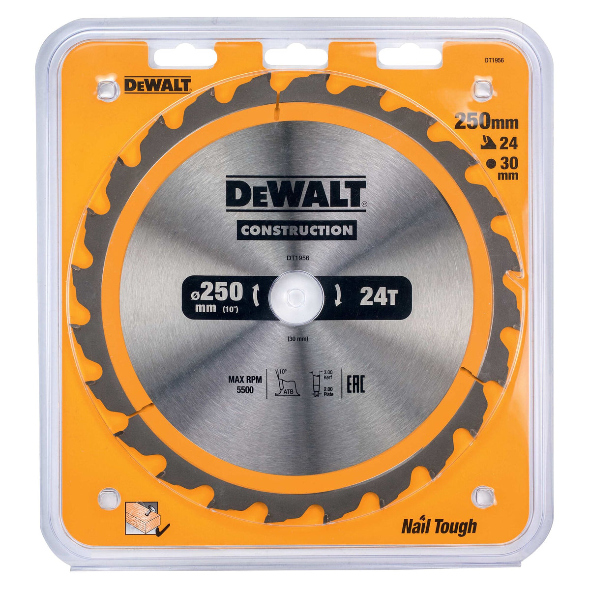 250mm x 30mm x 24T DeWalt  Construction Circular Saw Blade