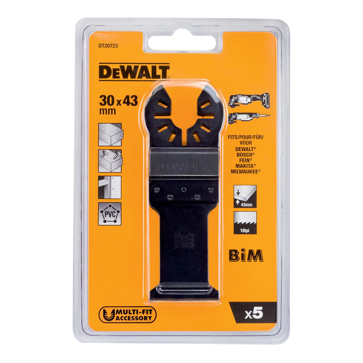 DeWalt 43 x 30mm Wood with Nails Blade 5 Pack