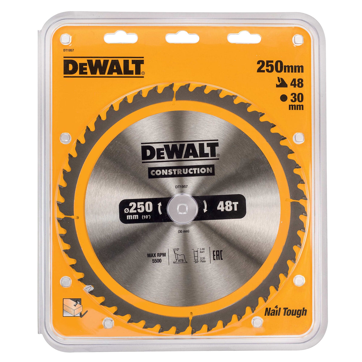 250mm x 30mm x 48T DeWalt  Construction Circular Saw Blade