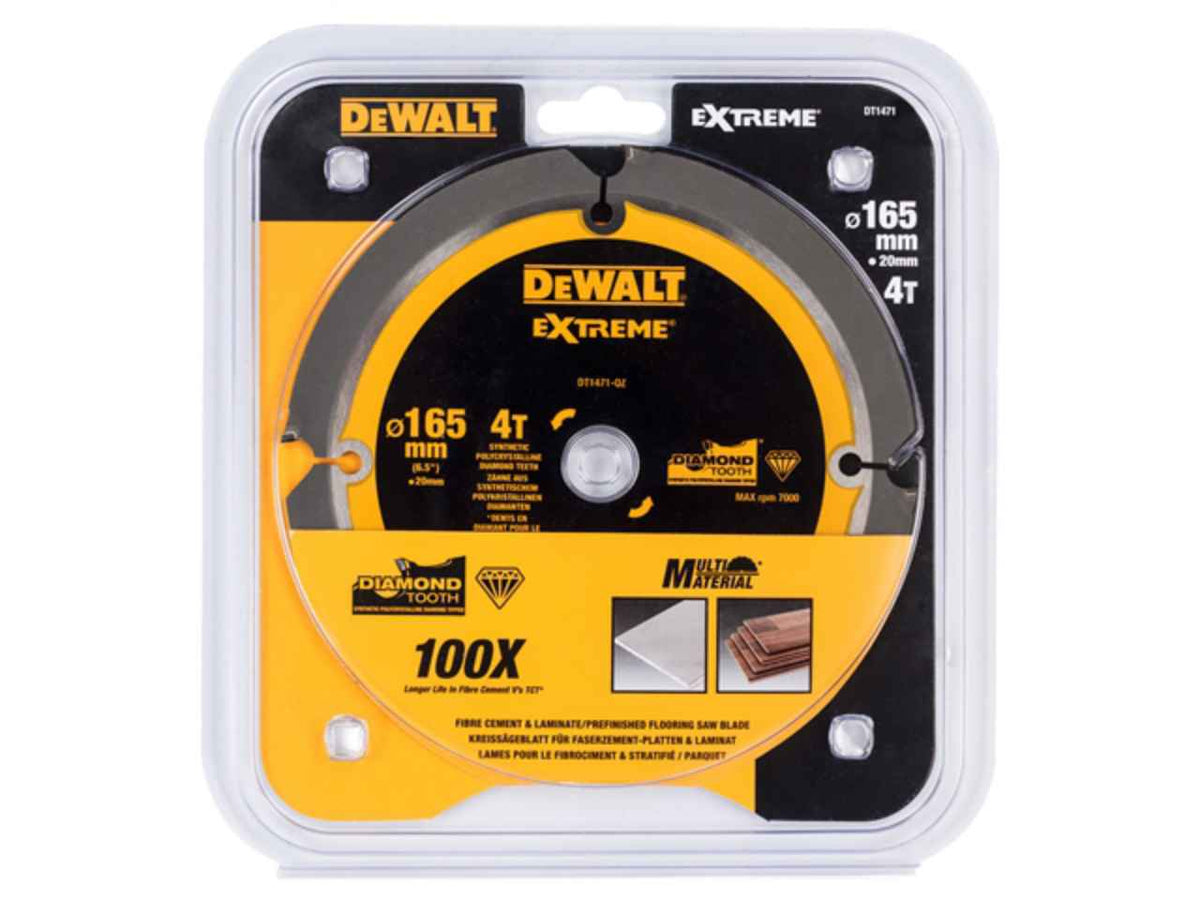 DeWalt DEWDT1471-QZ Extreme PCD Fibre Cement Saw Blade 165 x 20mm x 4T