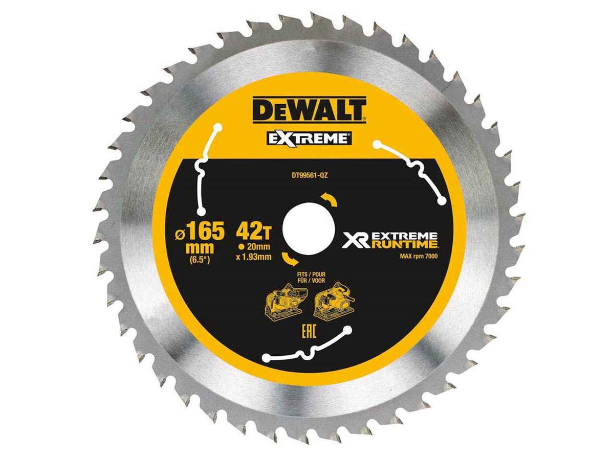 DeWalt DT99561-QZ 165mm x 20mm 42T FlexVolt Xtreme Runtime Saw Blade